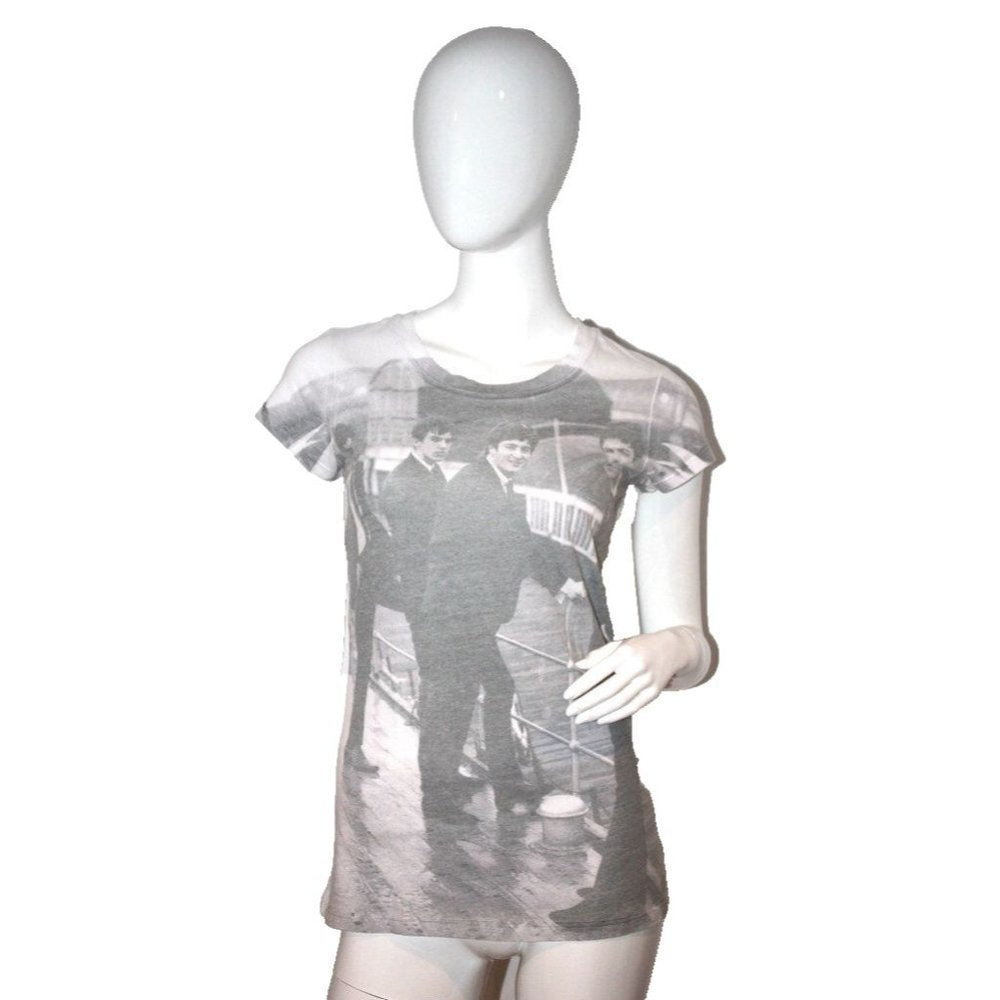 THE BEATLES Group McCartney TEE Shirt TOP Washed Print XS